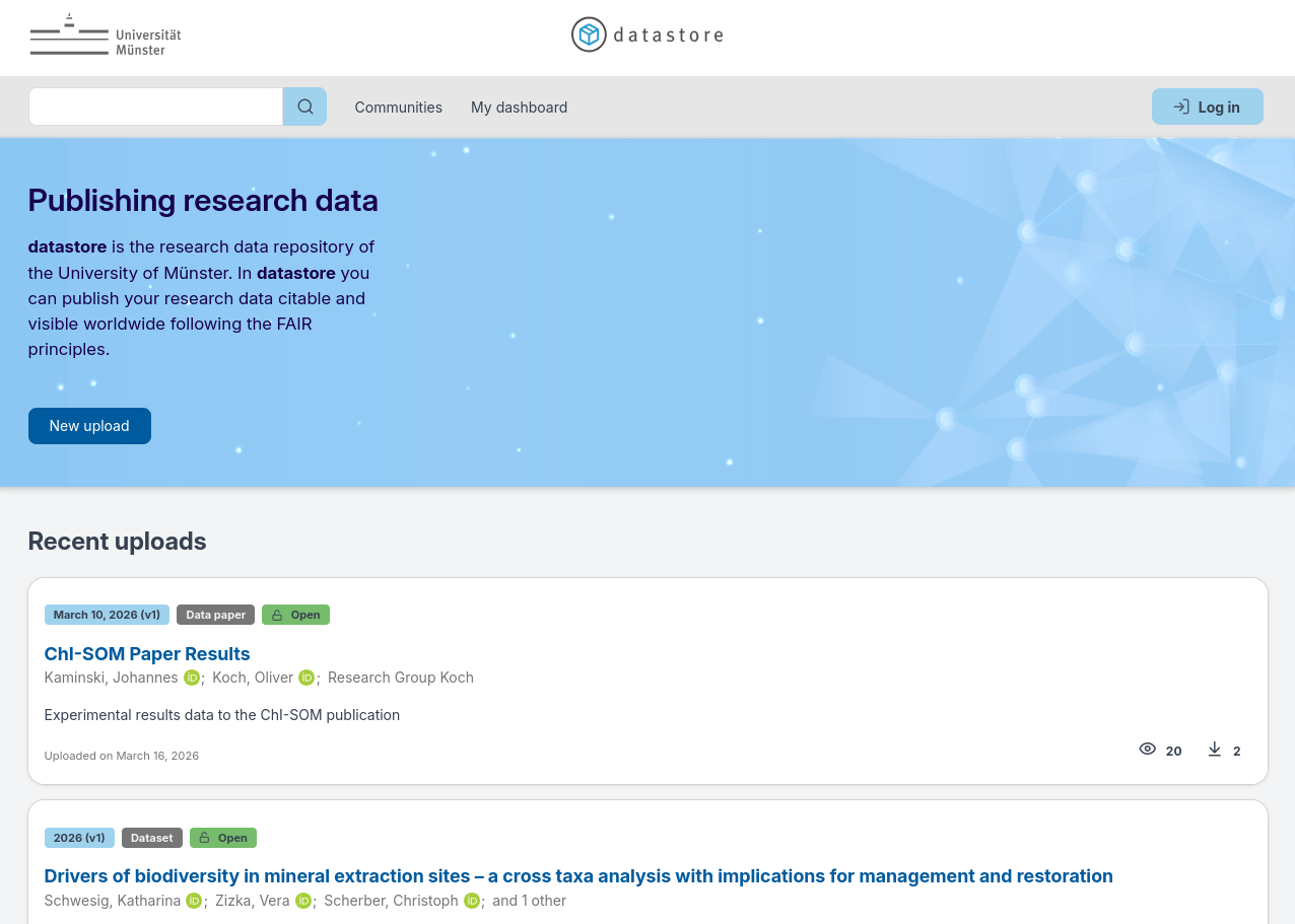 datastore landing page