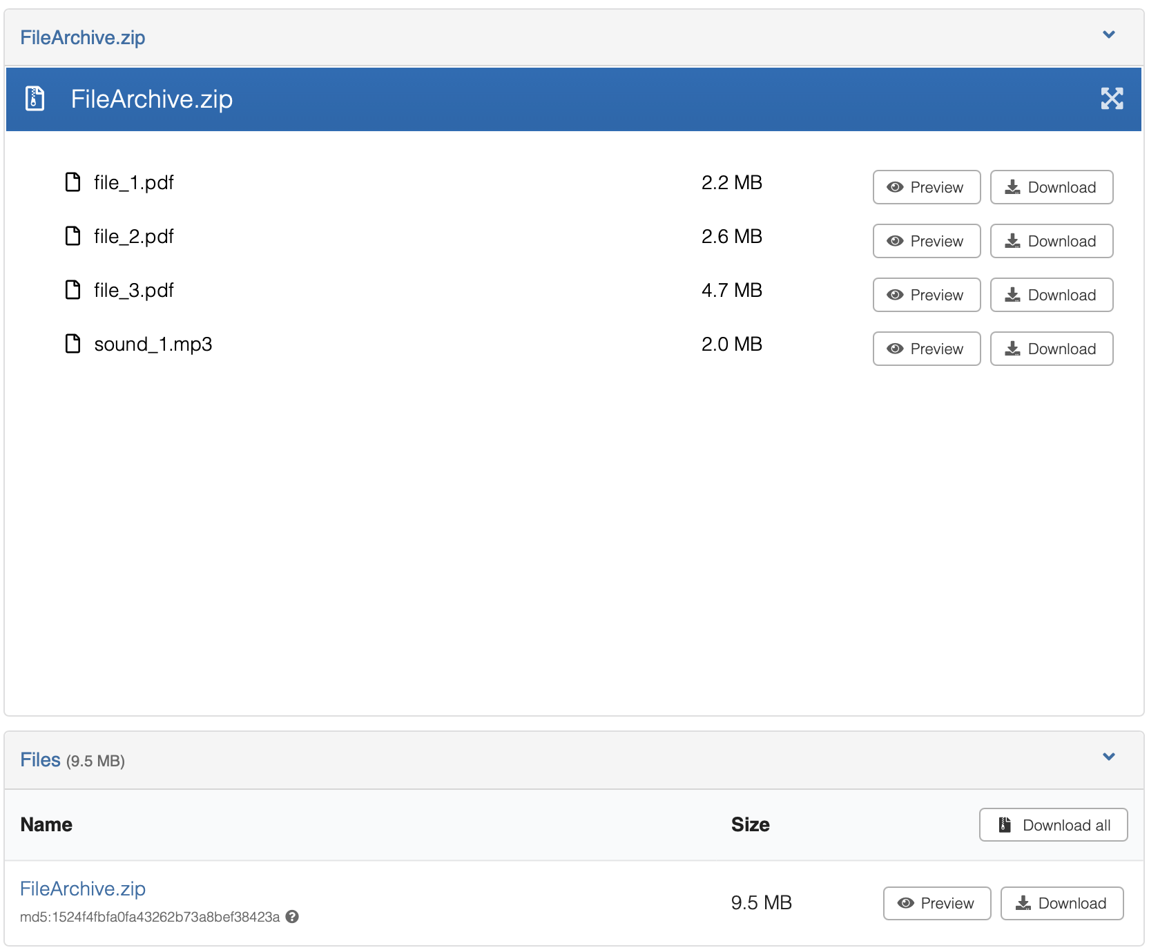 ZIP file preview