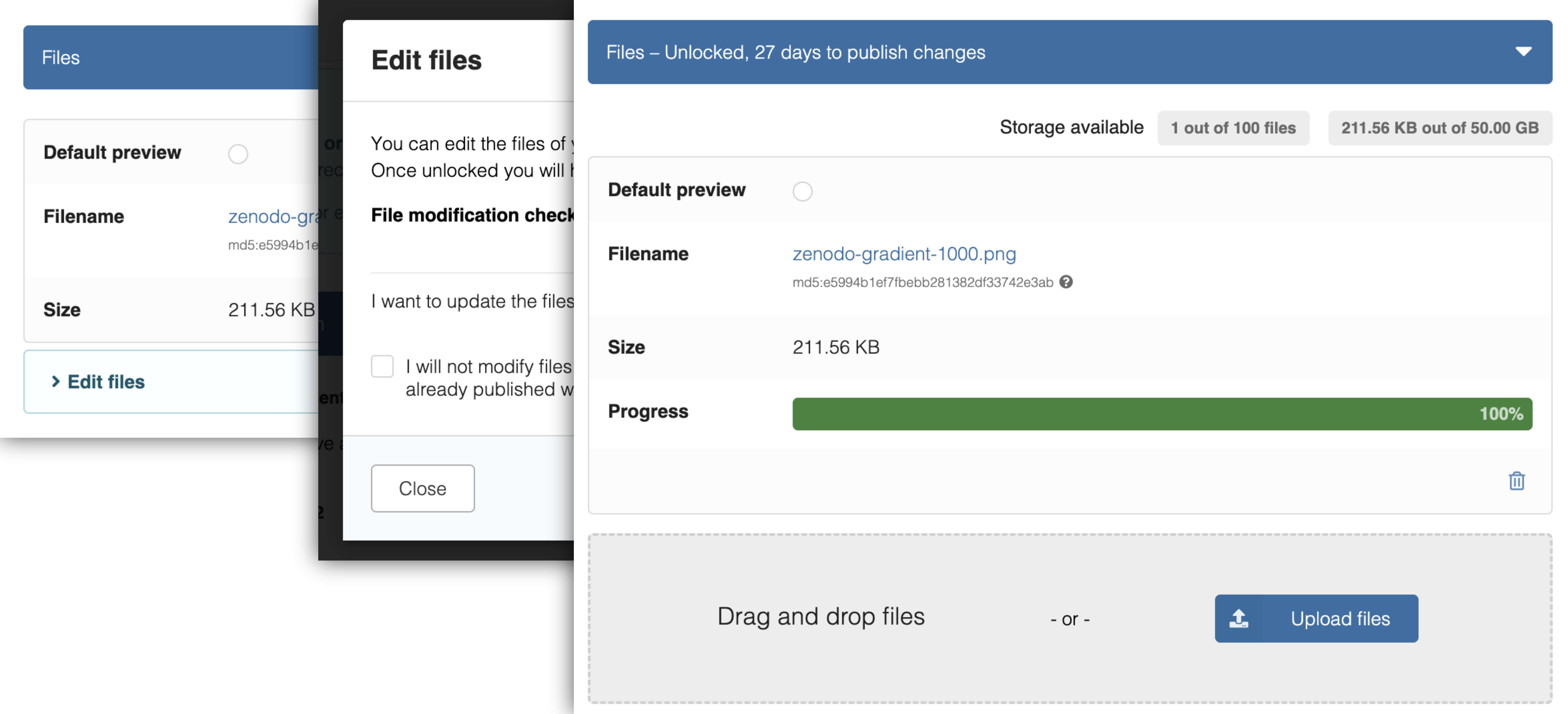 Showing the flow to edit the files of a record