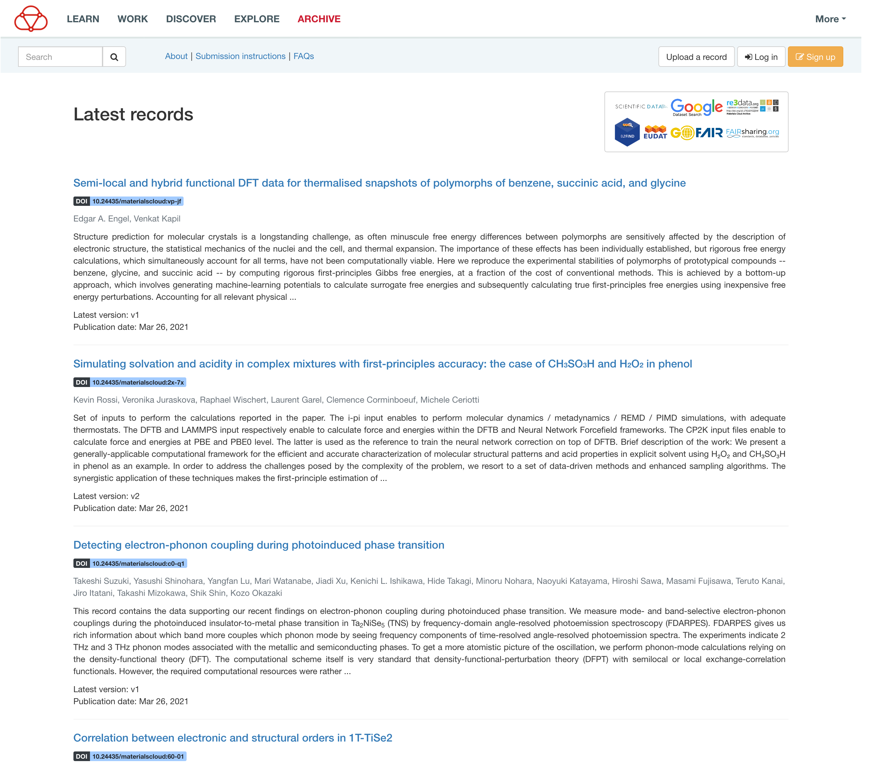 Materials Cloud Archive